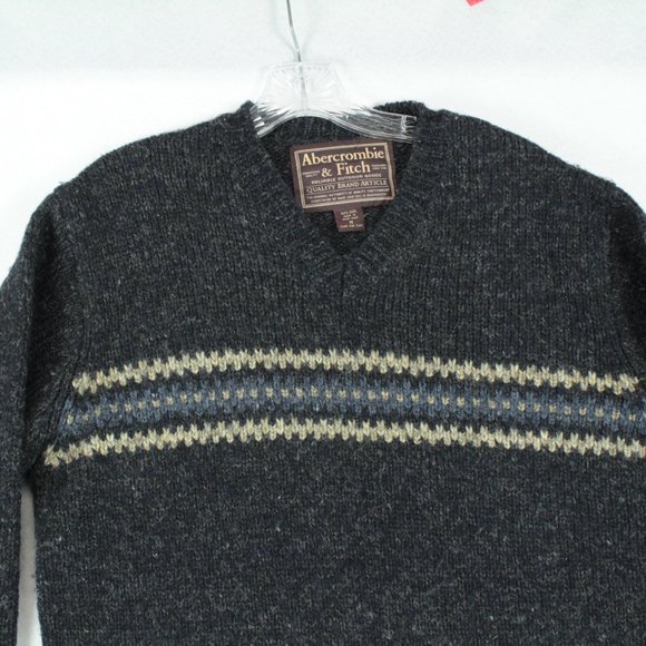 Abercrombie & Fitch Sweater Men's Medium 100% Wool Heavy Weight Long Sleeve - Picture 5 of 15